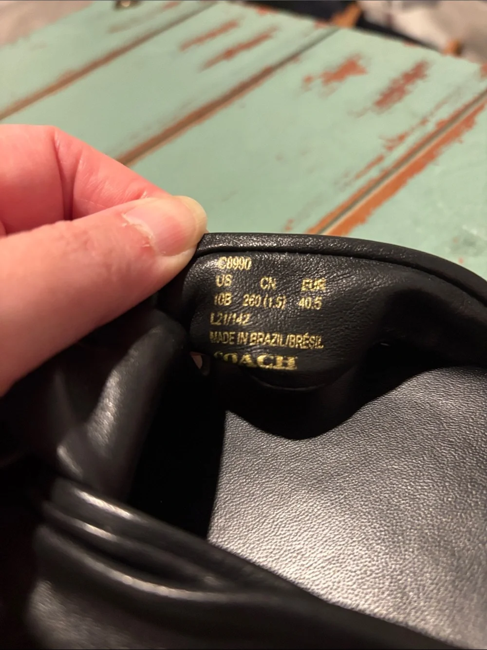 NWOT Coach Black Knotted Leather Slide Sandals with Gold Accents - Women